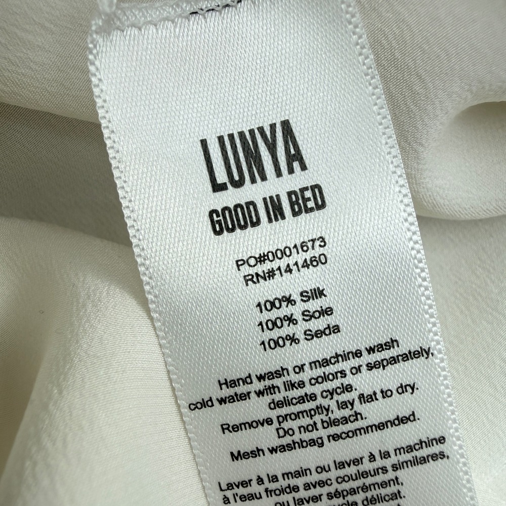 Lunya Silk Slip Dress Womens Large Cream Black T-Back Washable Pockets Excellent - Picture 7 of 12